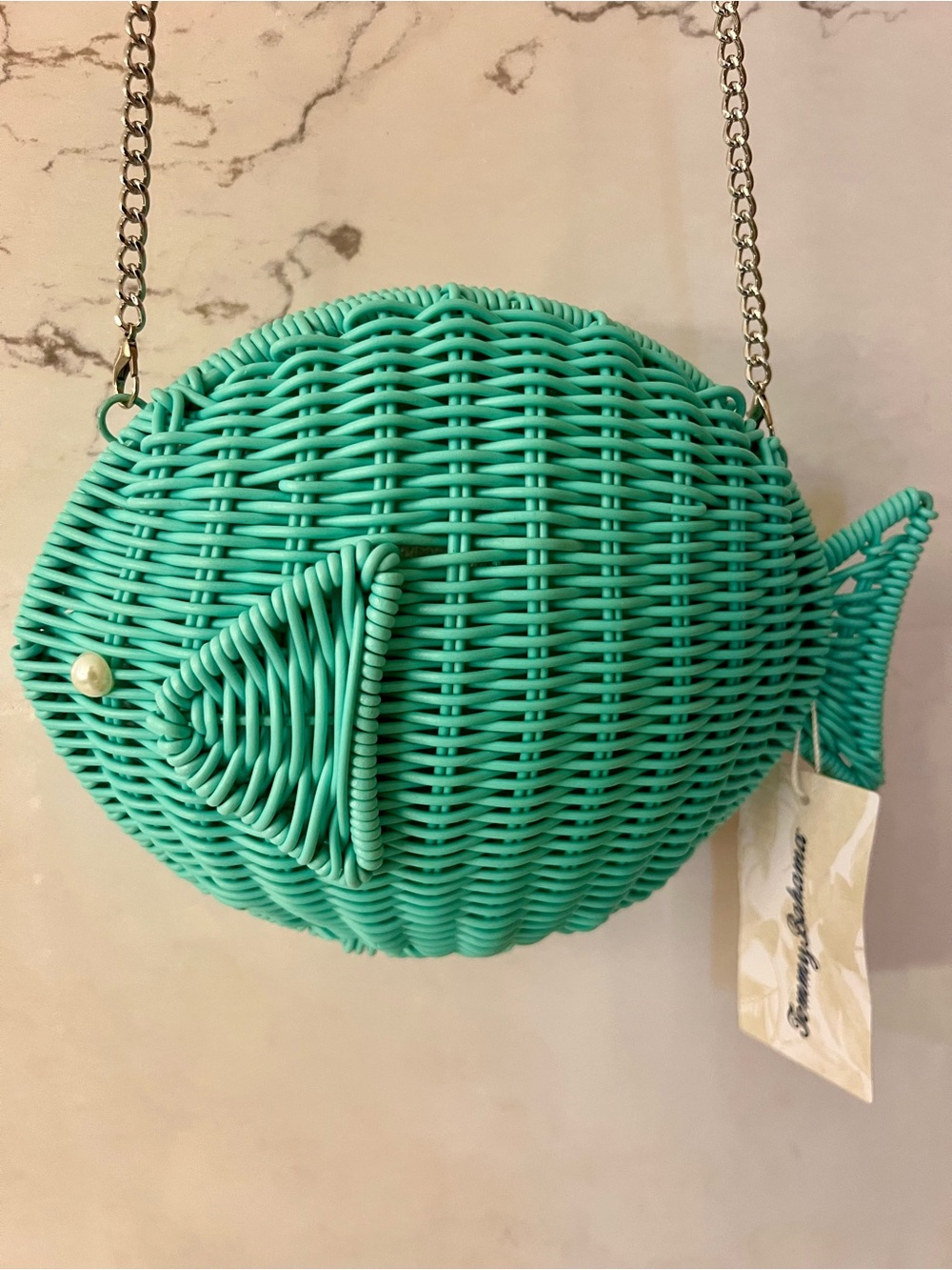 NWT Tommy Bahama Aqua Fish Woven Crossbody Bag Coastal Resort - Picture 6 of 8